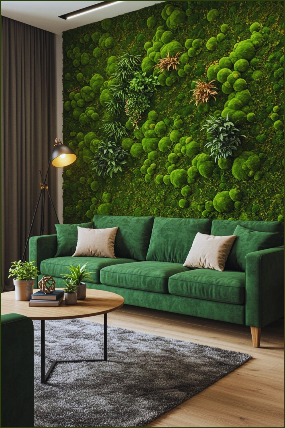 Modern Living Room Green Moss Wall Accent