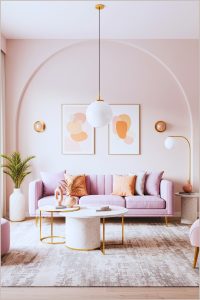 Modern Living Room Soft Pastel Aesthetic