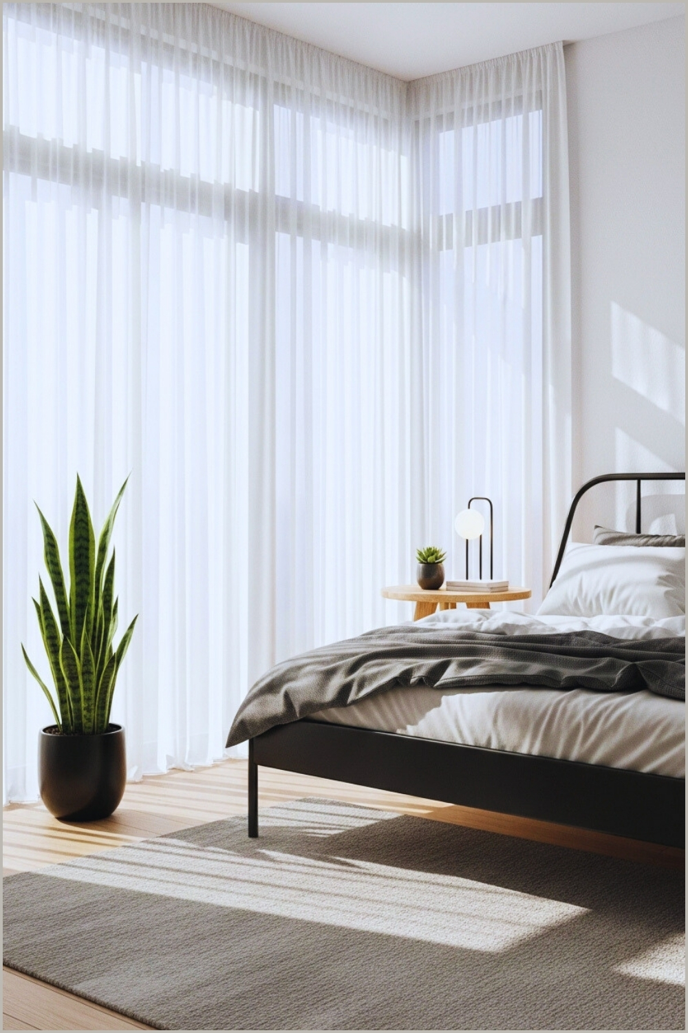 Modern Minimalist Bedroom With Floor To Ceiling Windows Soft Natural