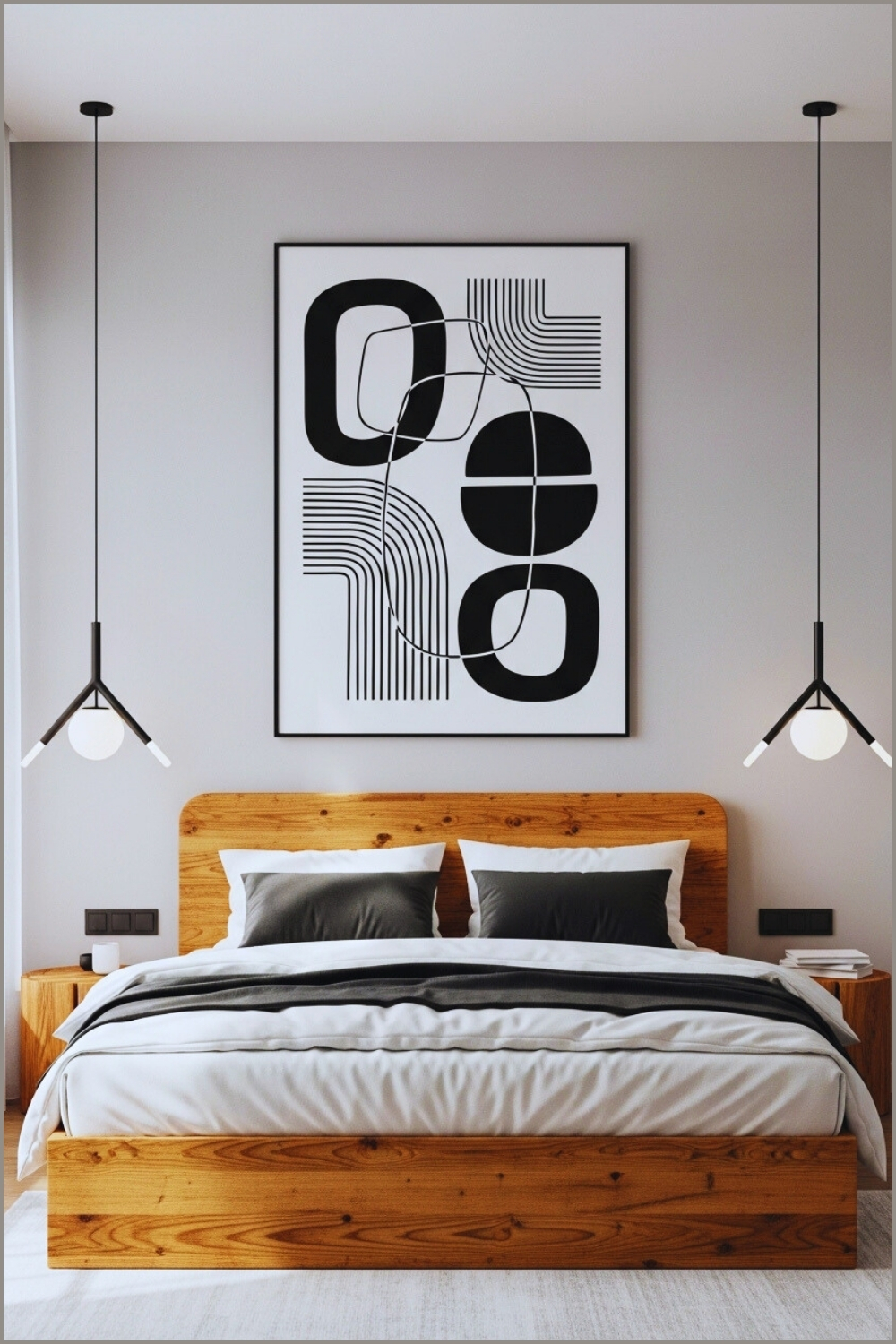 Modern Minimalist Bedroom With Natural Wooden Bed Frame