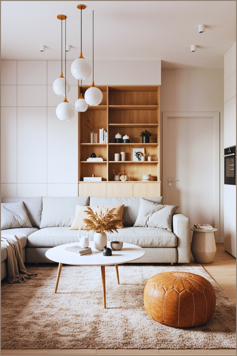 Modern Minimalist Living Room Open Shelving