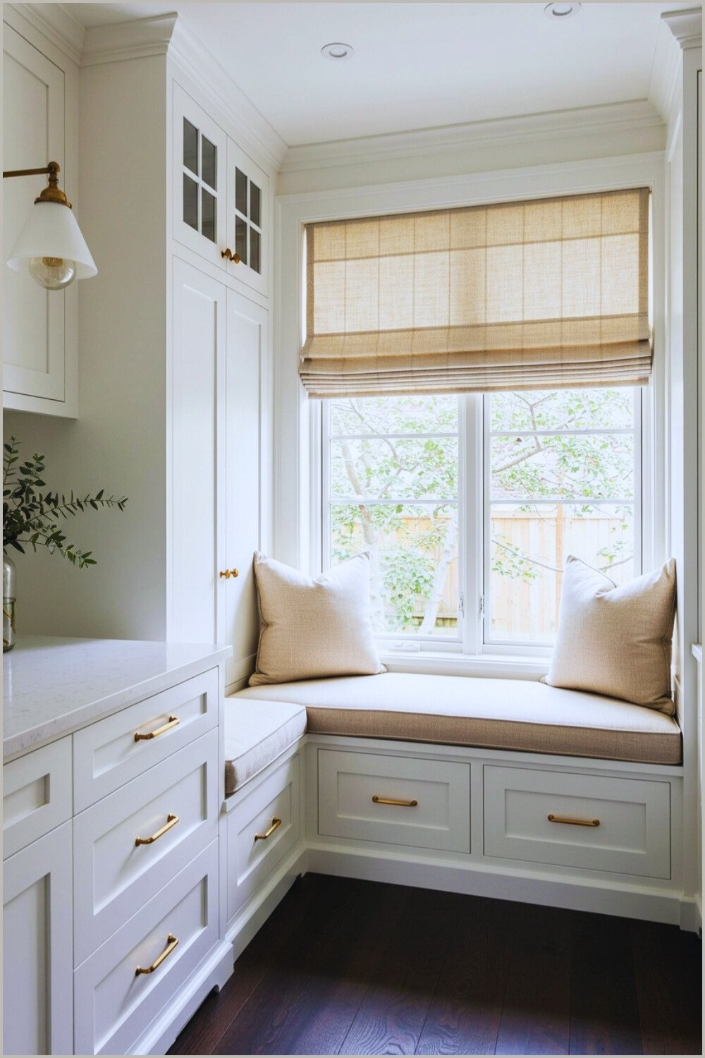 Modern Window Nook White Storage Bench