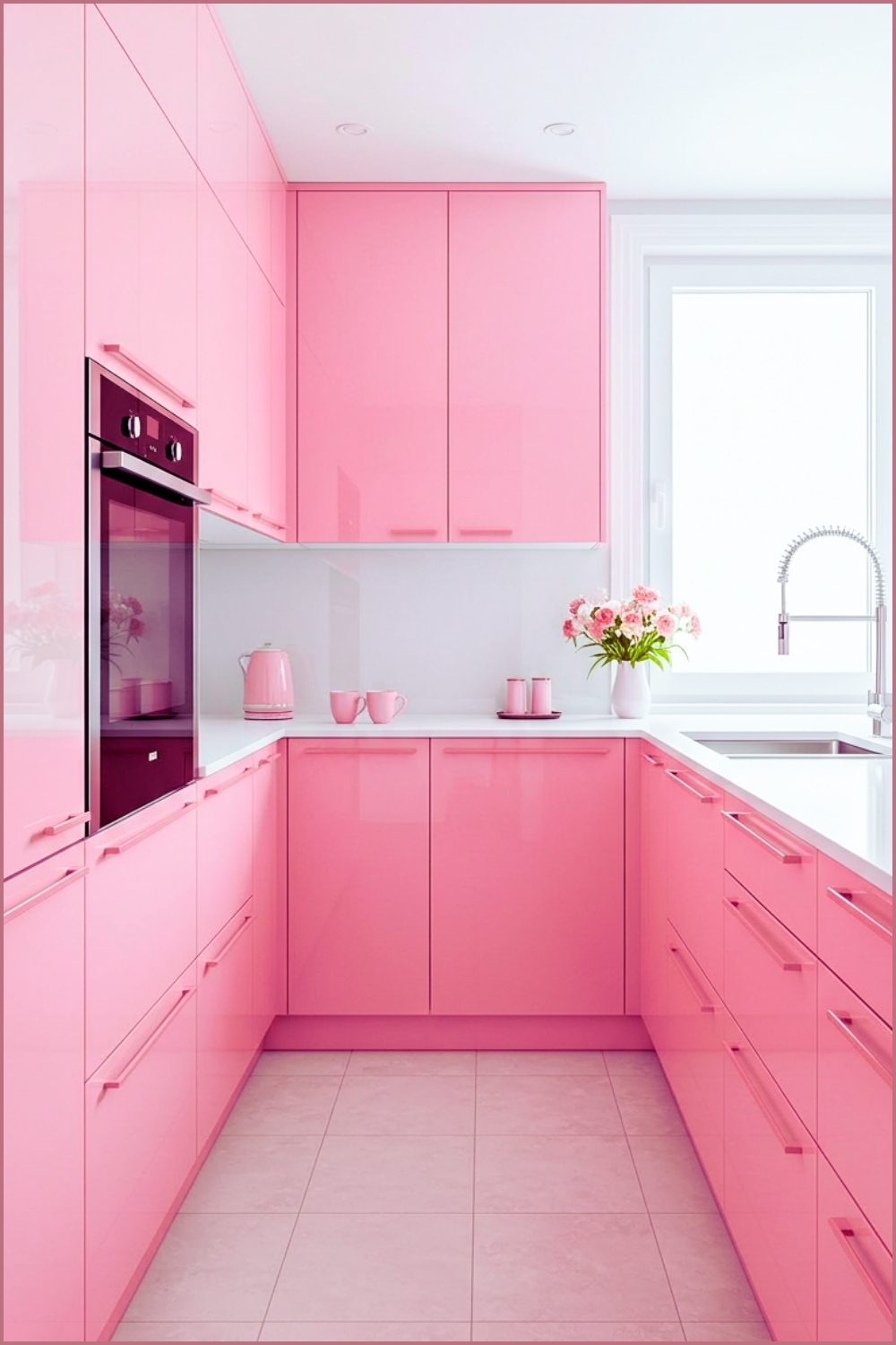 Monochrome Pink Kitchen