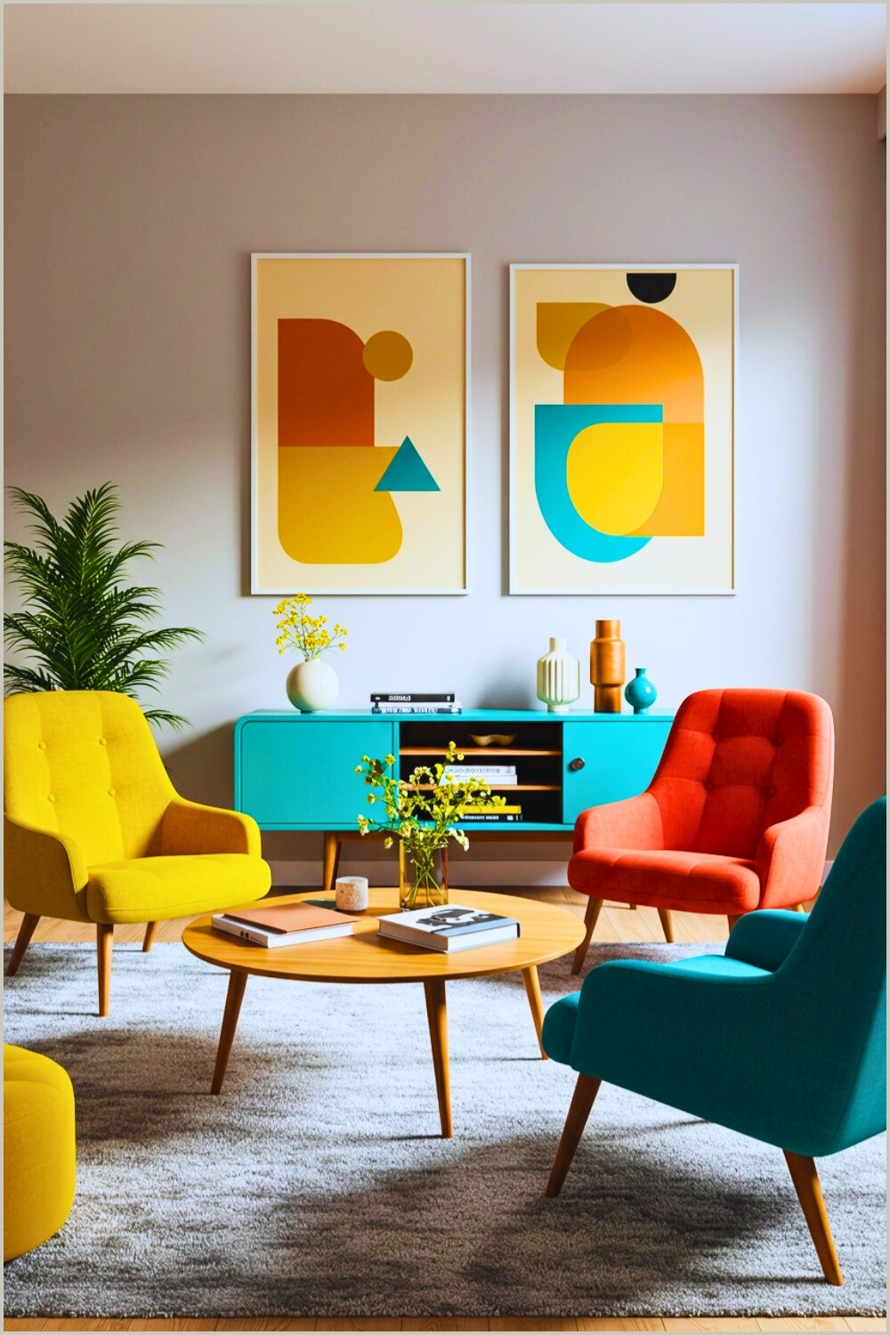 Mustard Yellow Teal Accent Chairs