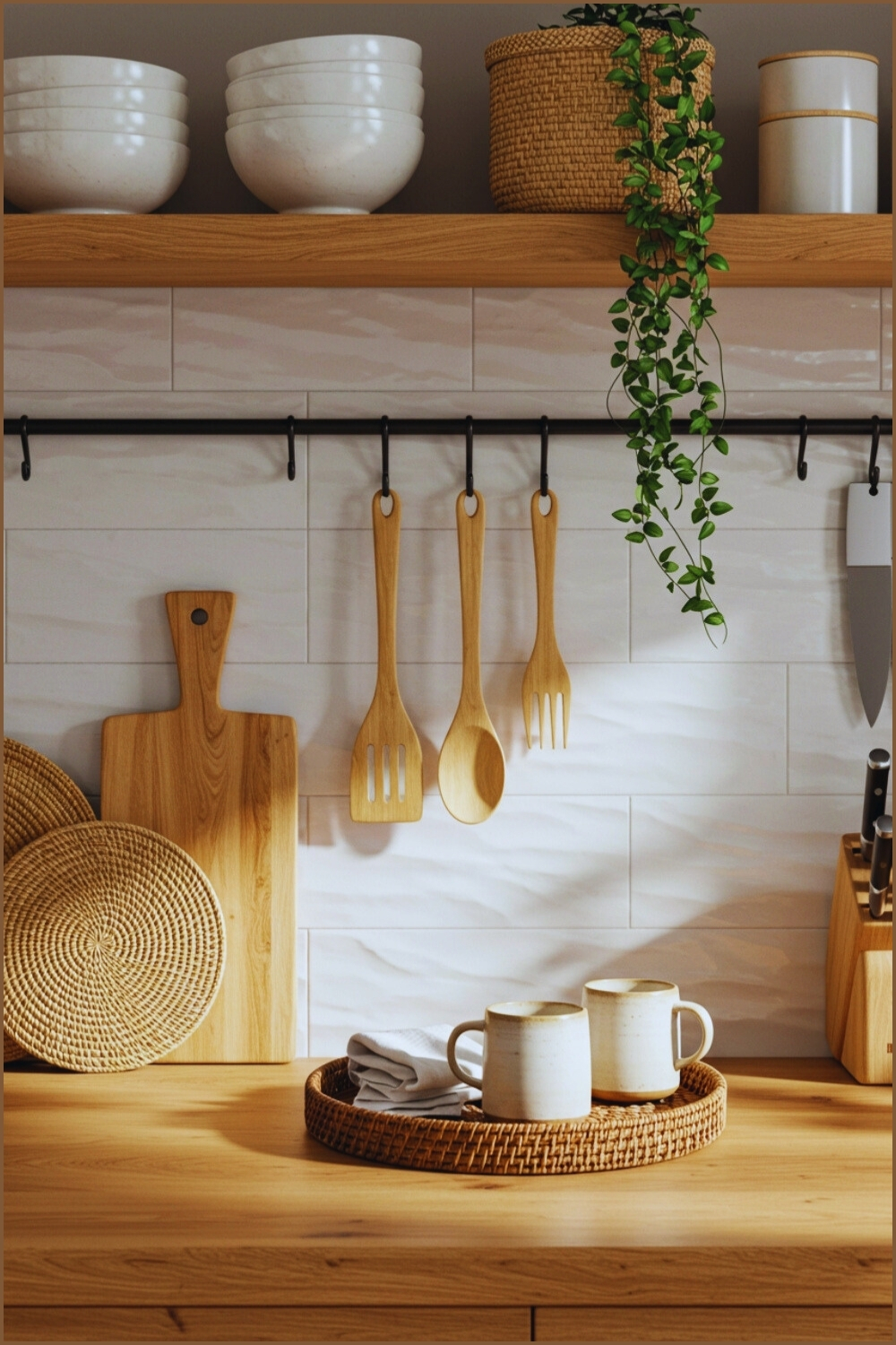 Natural Kitchen Vignette Butcher-block Countertop