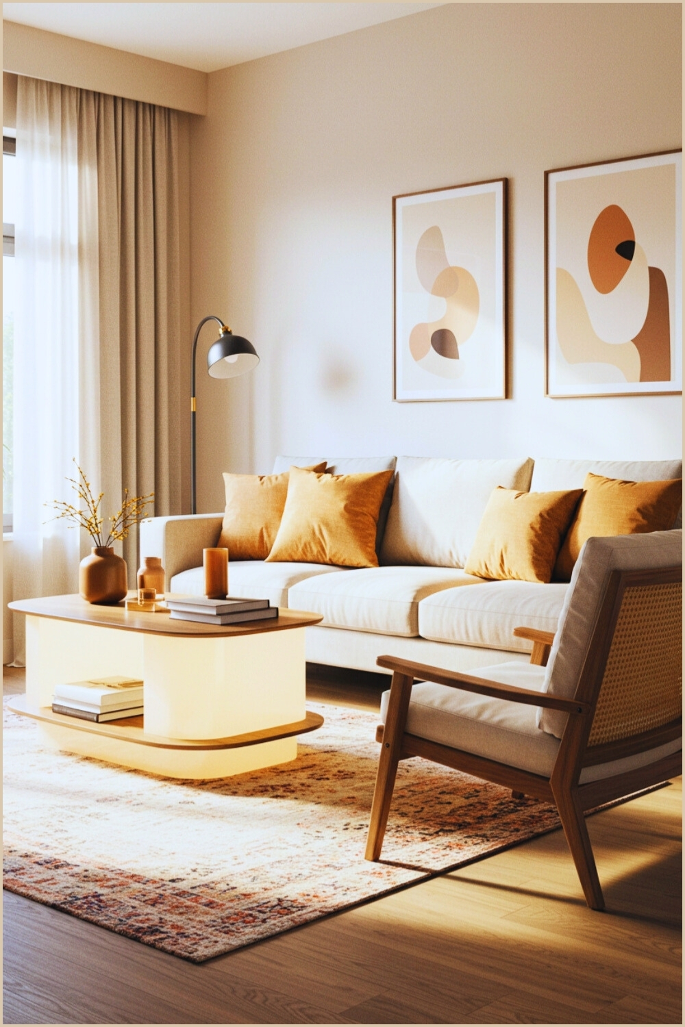 Neutral Sofa Living Room Warm Cushions