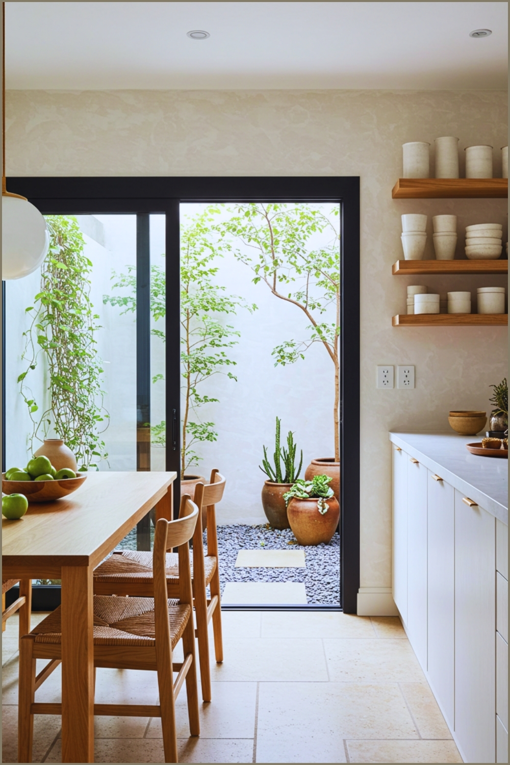 Organic Modern Japandi Dining Nook Sliding Door