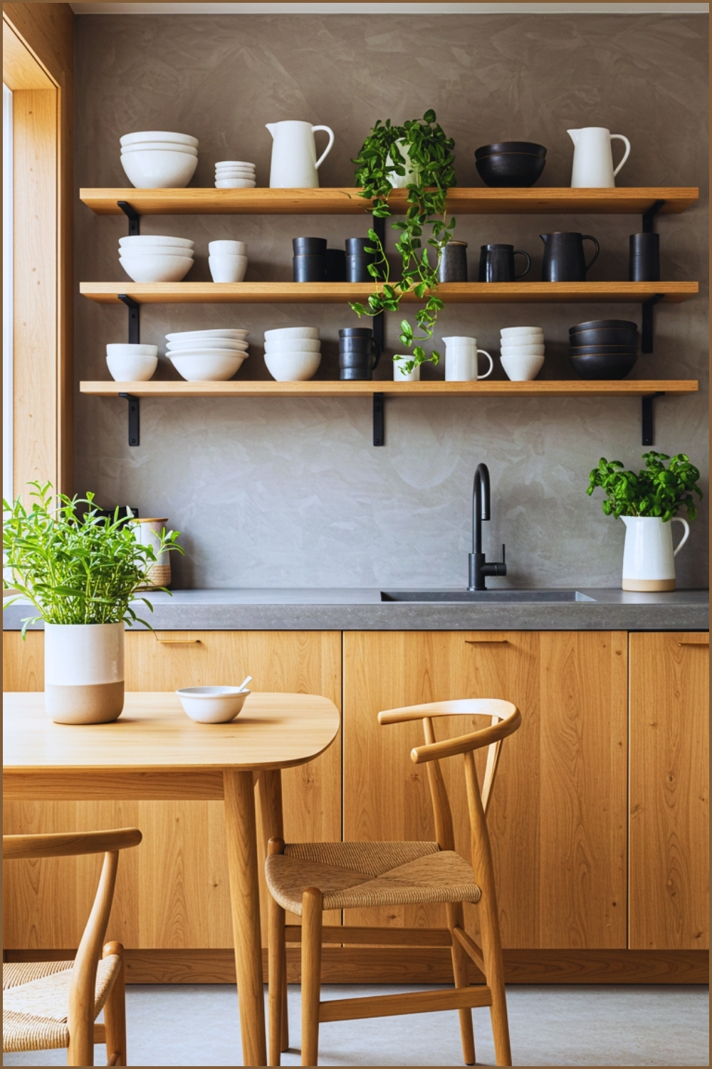 Organic Modern Japandi Kitchen Knotty Oak Walls