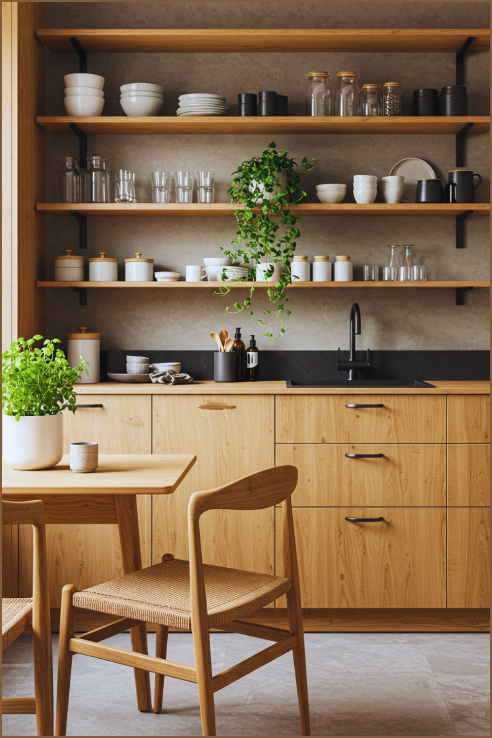 Organic Modern Japandi Kitchen Knotty Oak