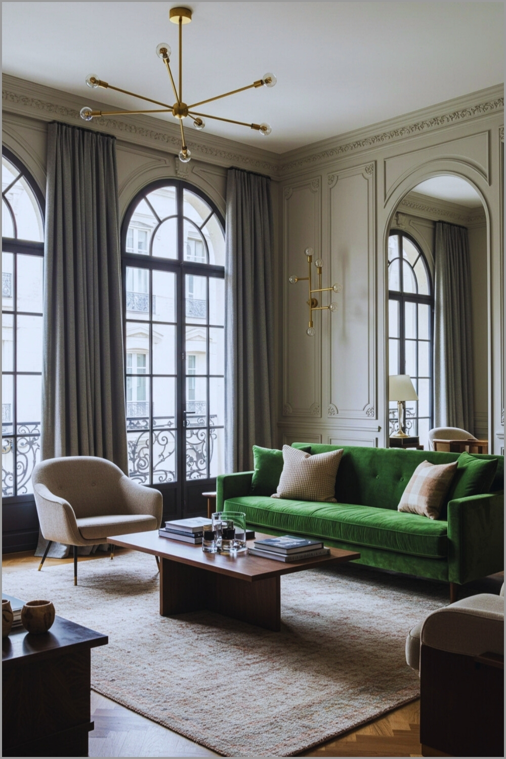 Parisian Living Room Ornate Walls High Ceilings