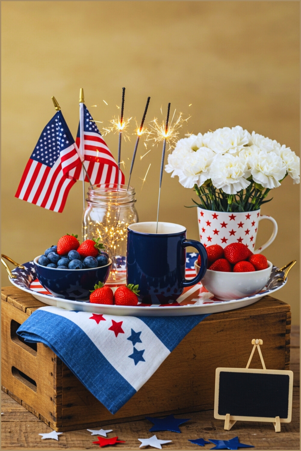 Patriotic Fourth Of July Tray Wooden Crate