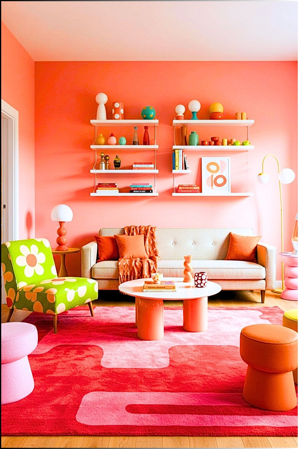 Retro Living Room With Charming Colors And Unique Designs