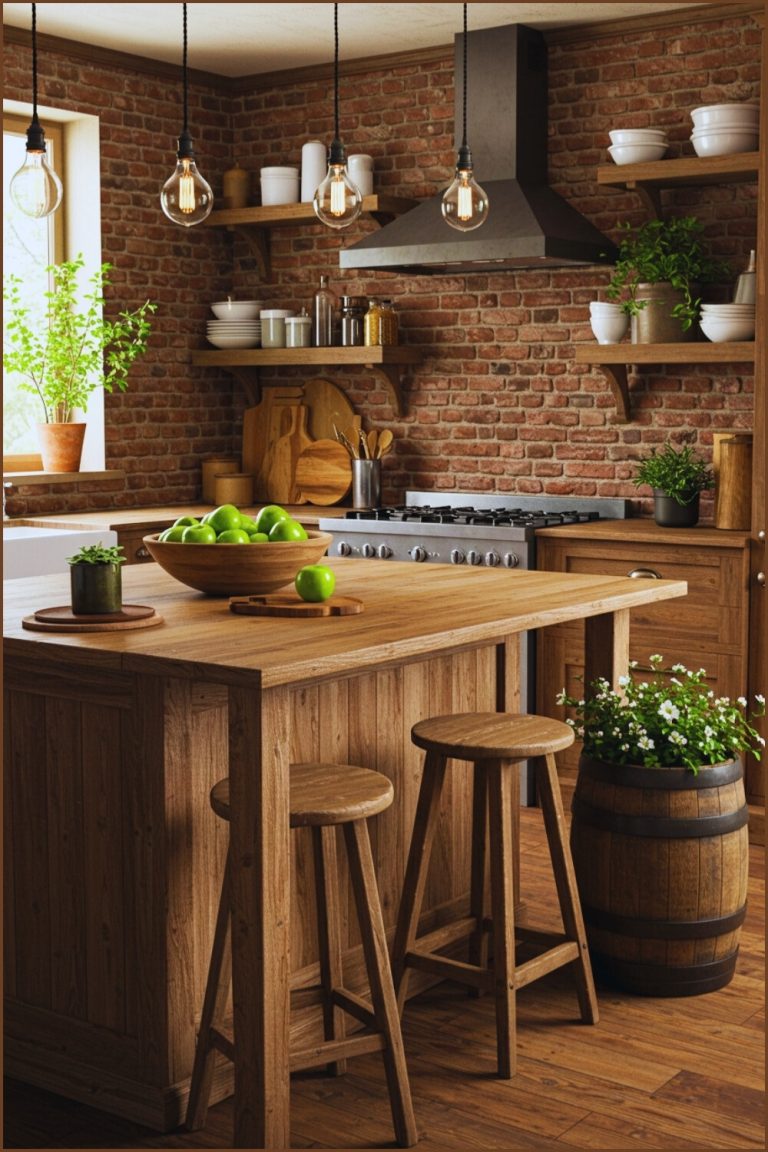 Rustic Farmhouse Kitchen Reclaimed Wood Island