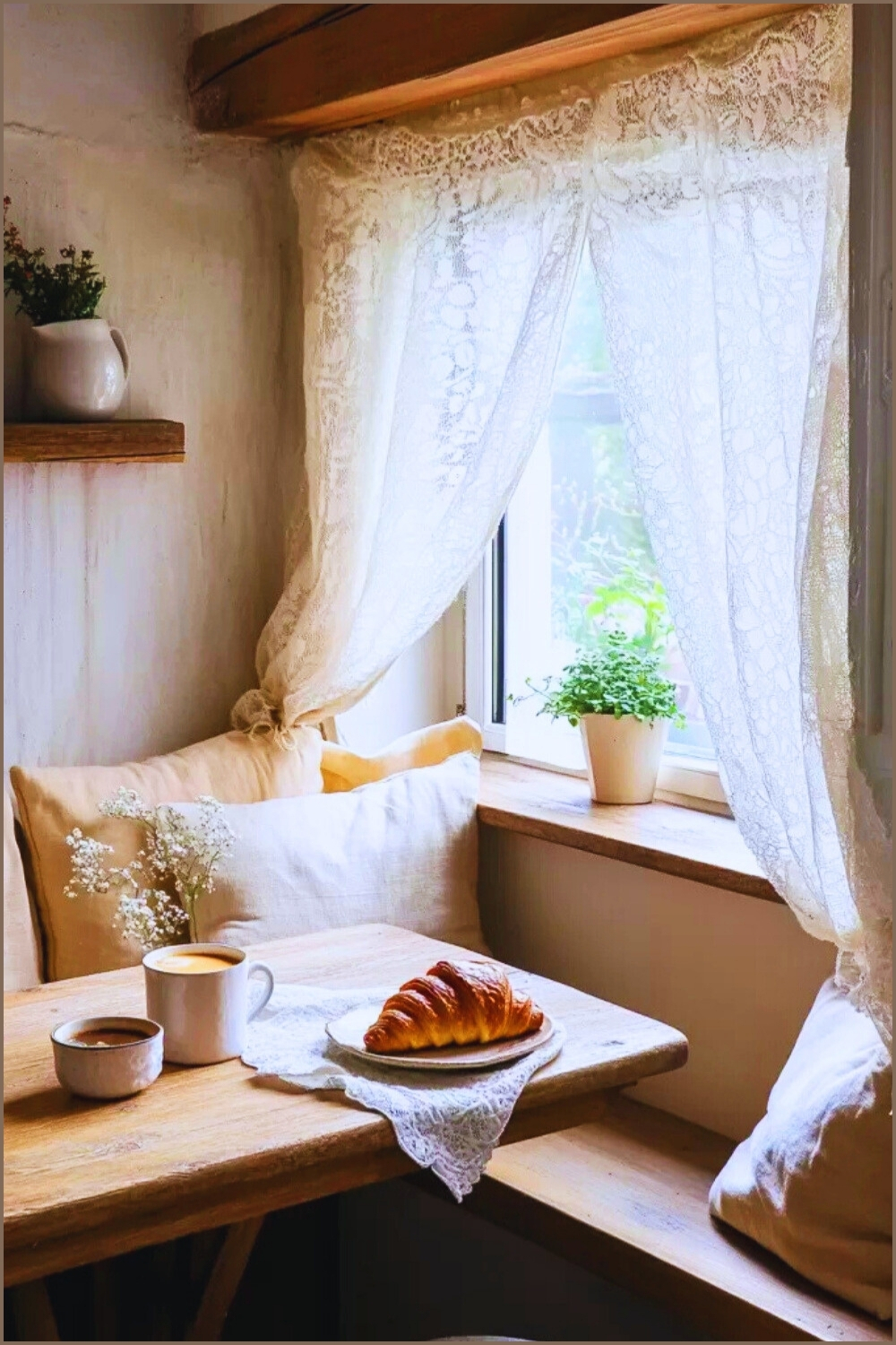 Rustic Kitchen Corner Wooden Table By Window