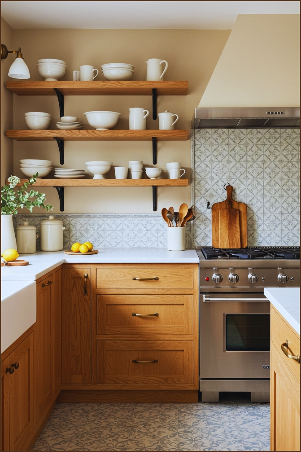 Rustic Modern Kitchen With Oak Shaker Cabinets