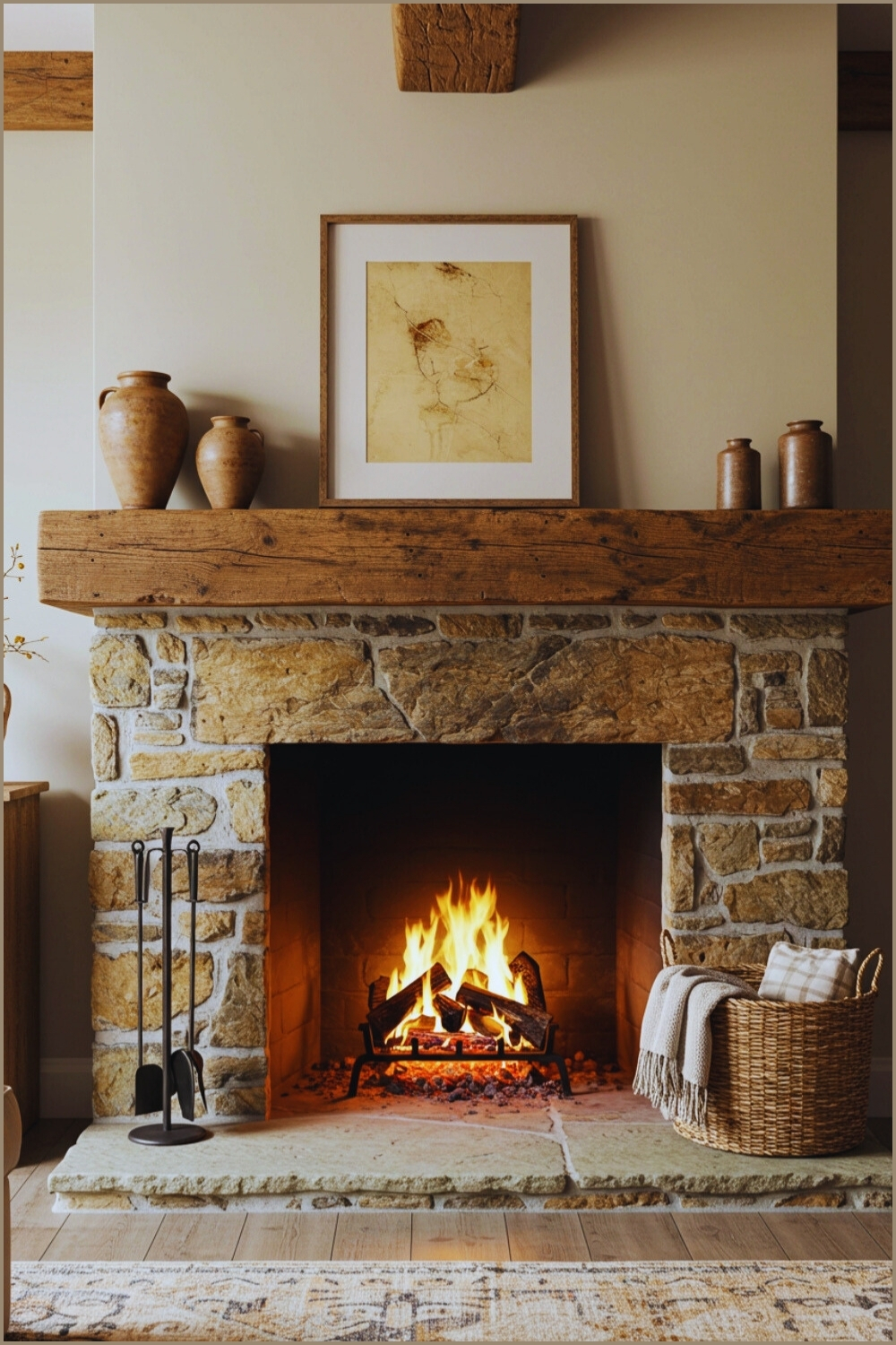 Rustic Living Room Corner A Charming Stone Fireplace