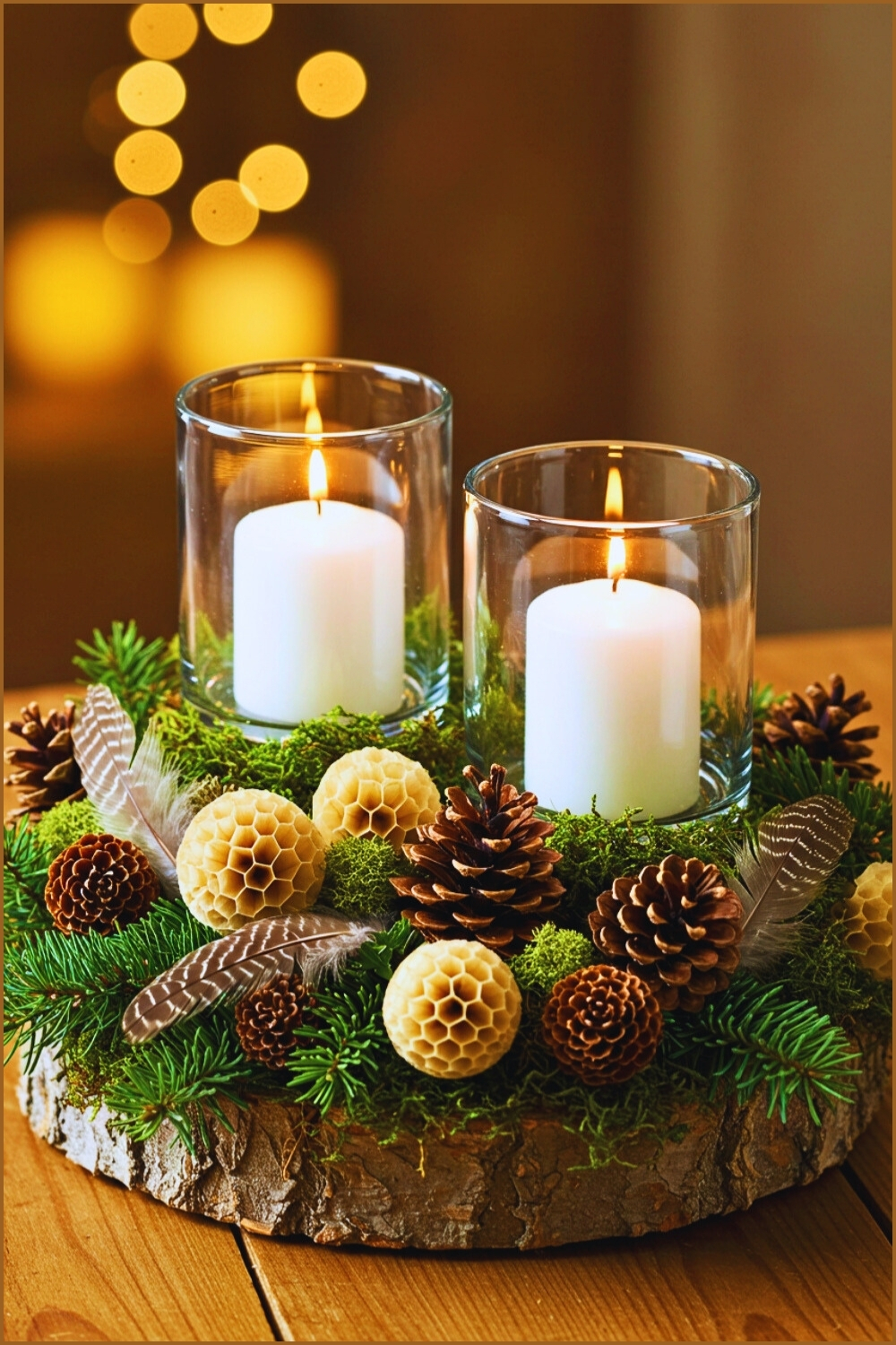 Rustic Nature-inspired Centerpiece Glass Candle Holders