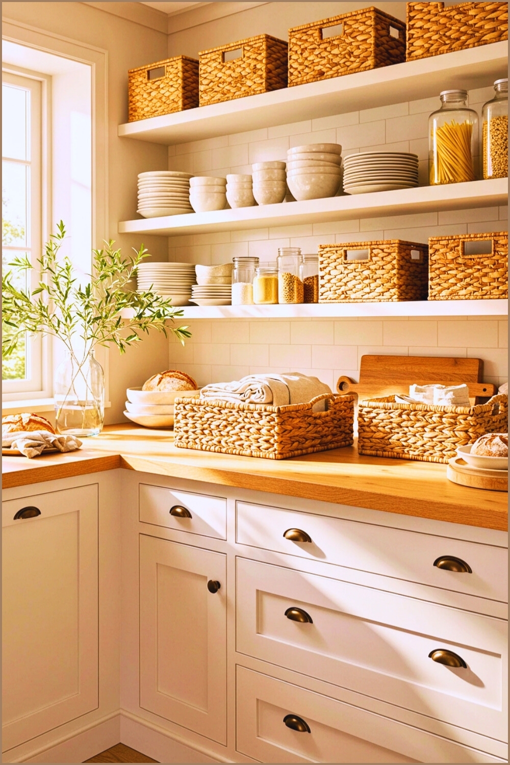 Rustic Pantry White Shaker Cabinets