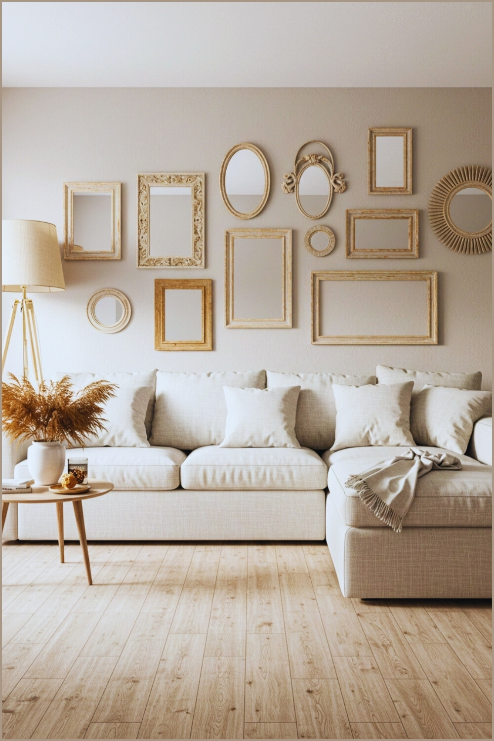 Scandinavian Minimalist Living Room Neutral Sofa