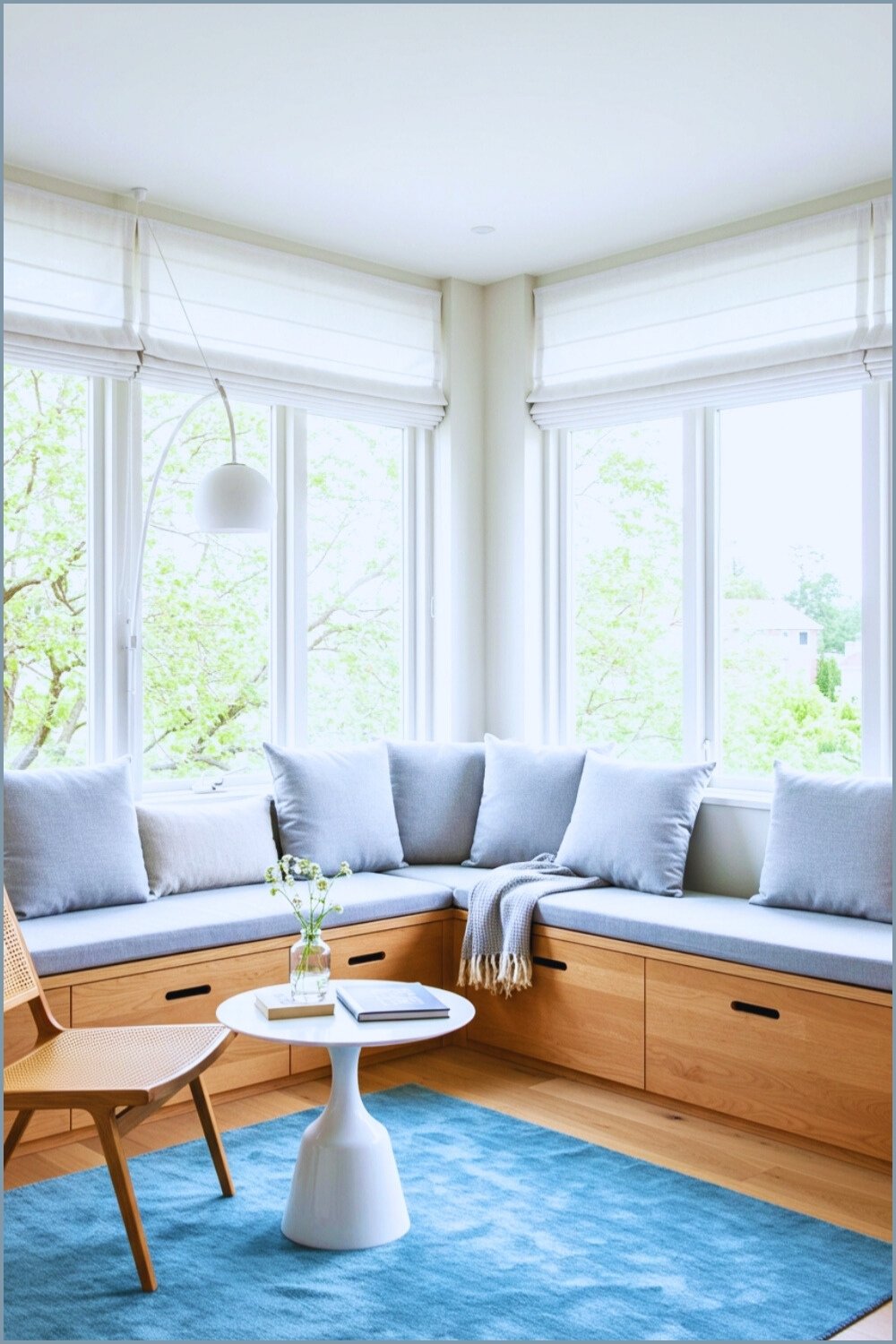 Scandinavian Minimalist Living Room Wood Seating