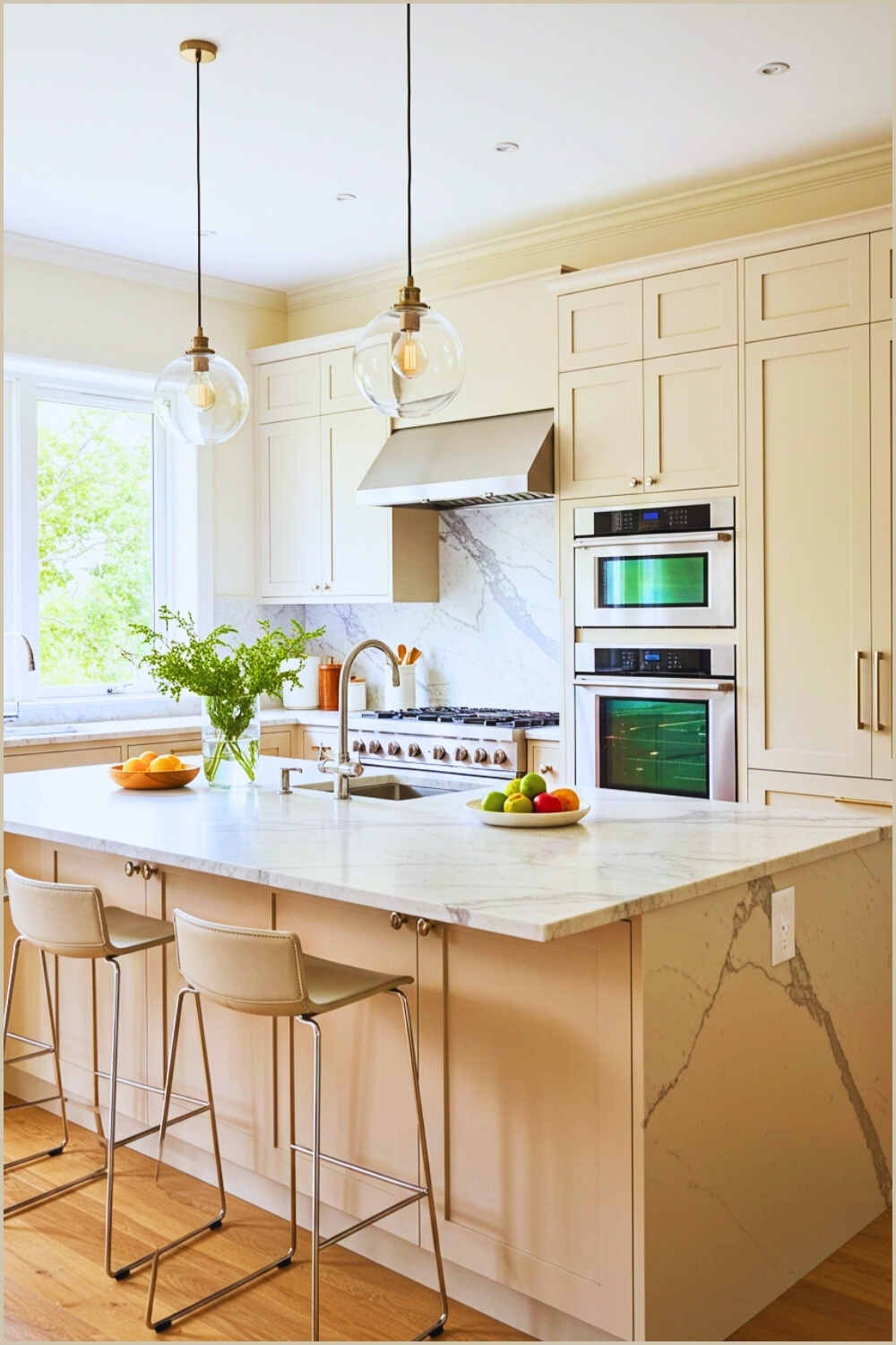 Sleek Modern Kitchen Spacious Marble Islandv