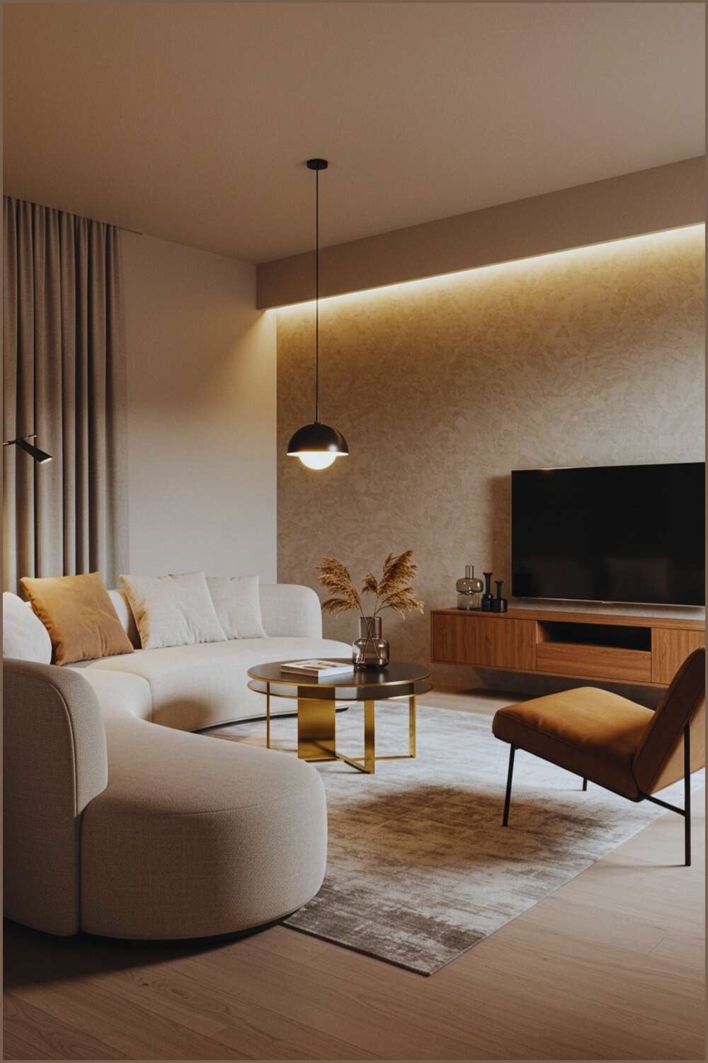 Sleek Modern Living Room Light Beige Sectional Sofa