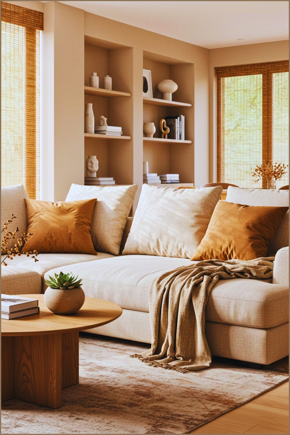 Sophisticated Living Room Neutral Sectional Sofa