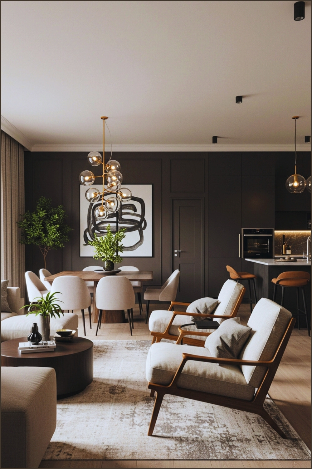 Sophisticated Open-plan Living And Dining Ambient Lighting