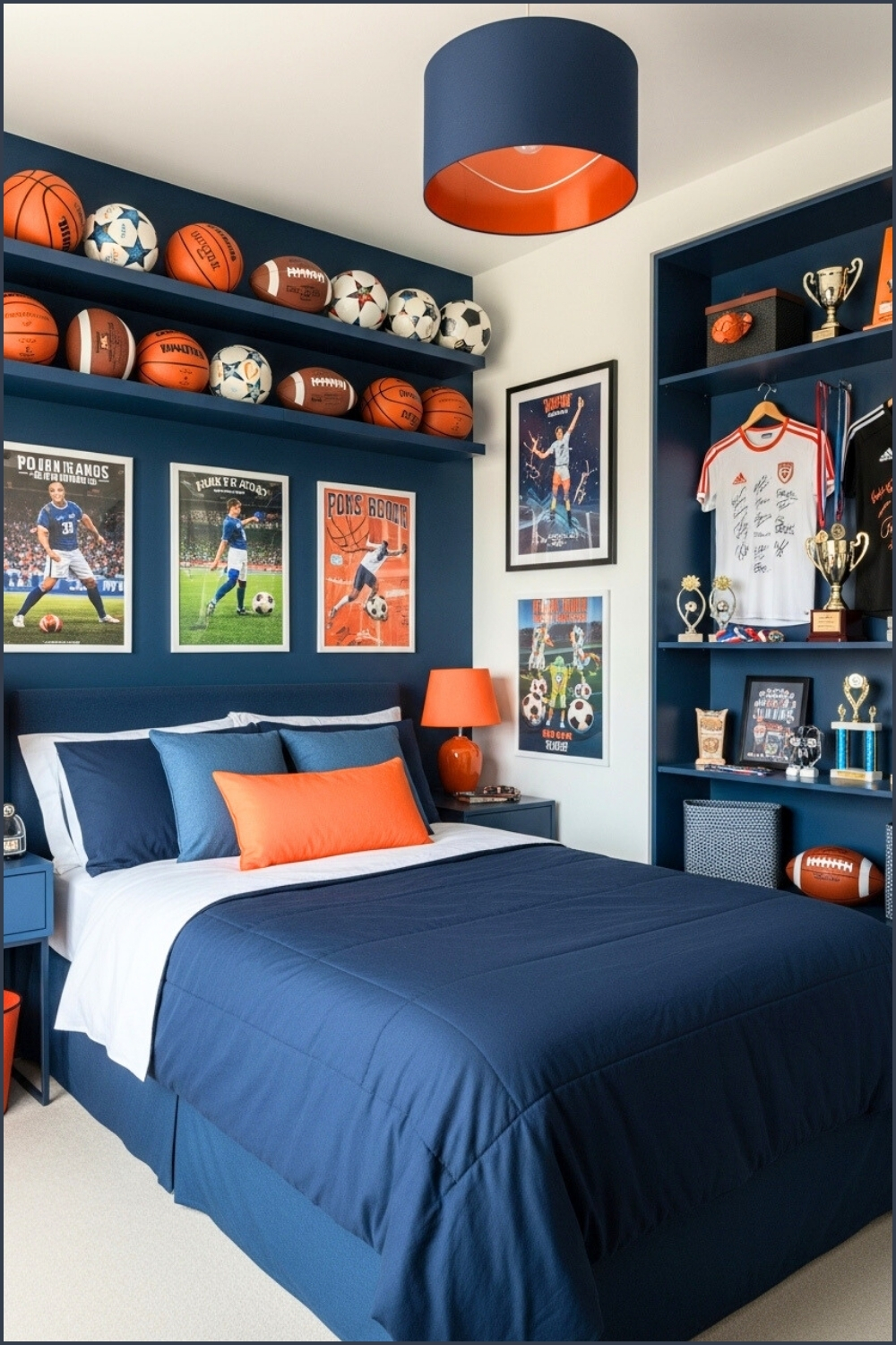 Sports-inspired Boys Bedroom With Basketball And Football Decor