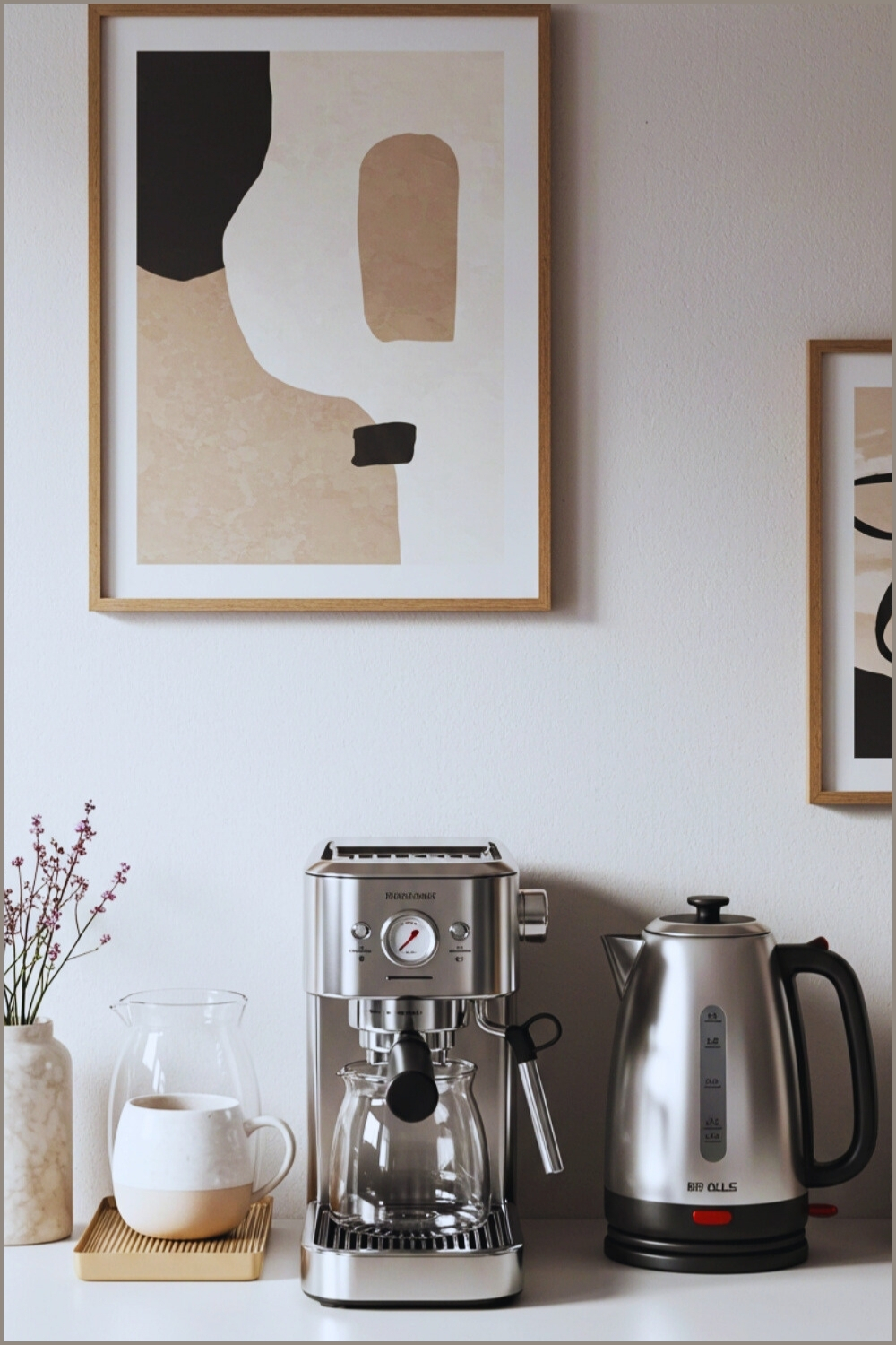 Stainless Coffee Machine Glass Carafe Minimalist Kitchen