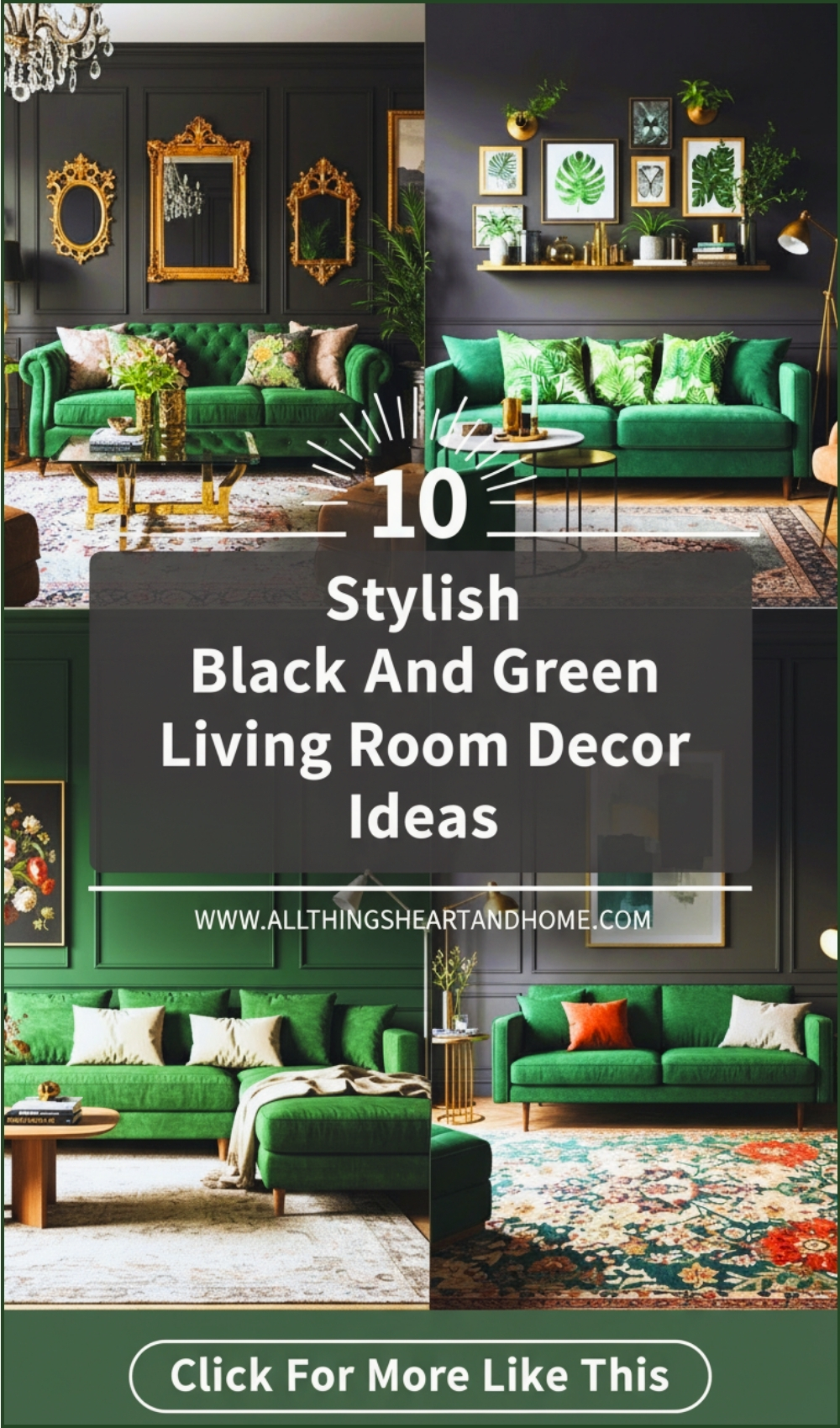 Stylish Black And Green Living Room Decor Ideas