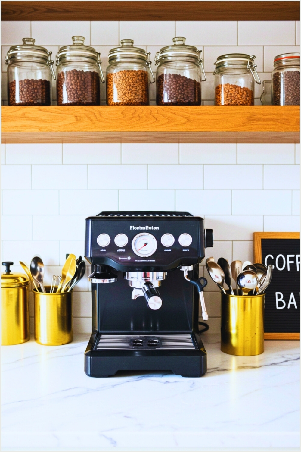 Stylish Coffee Bar Black Espresso Machine