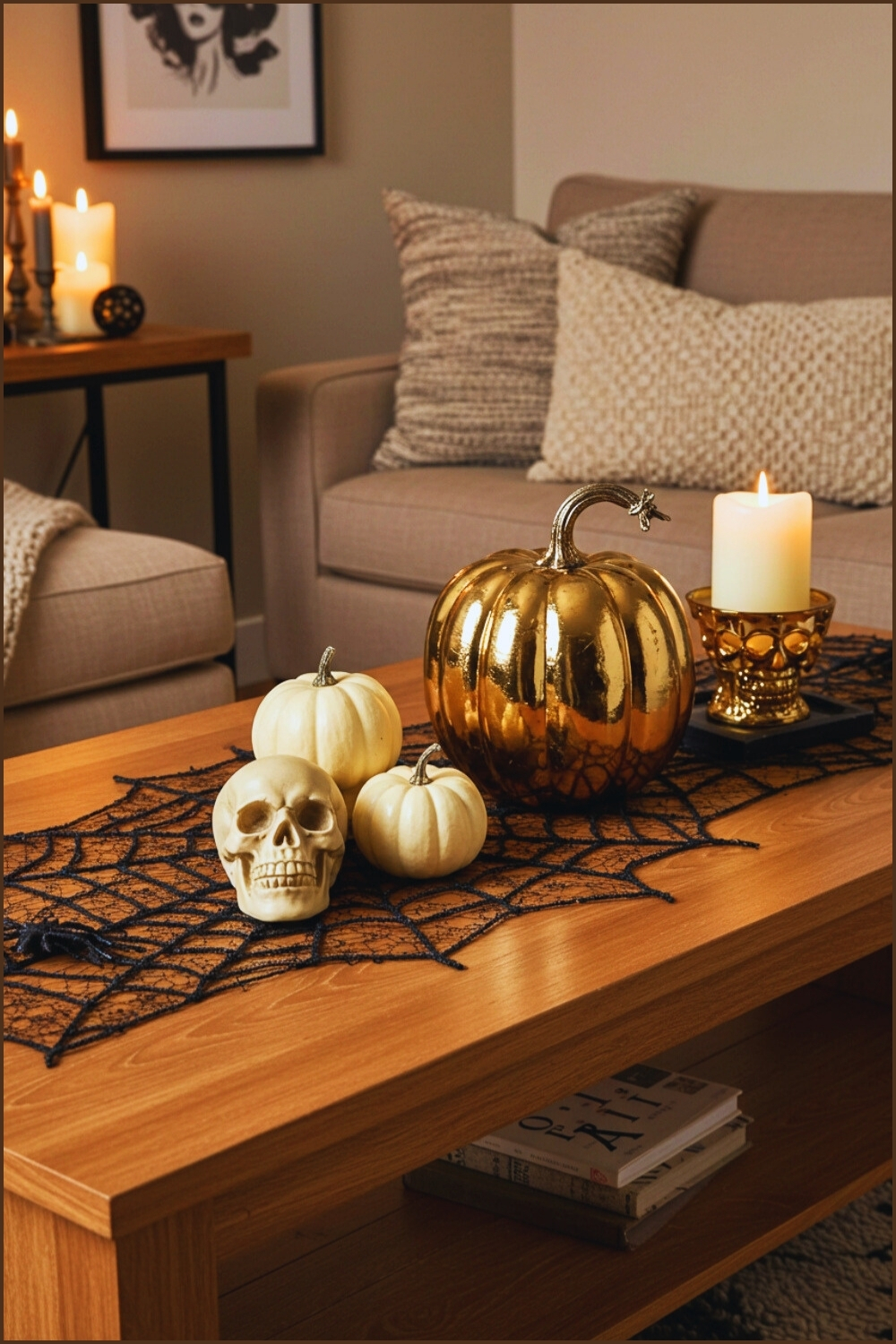 Stylish Halloween Living Room Wooden Coffee Table