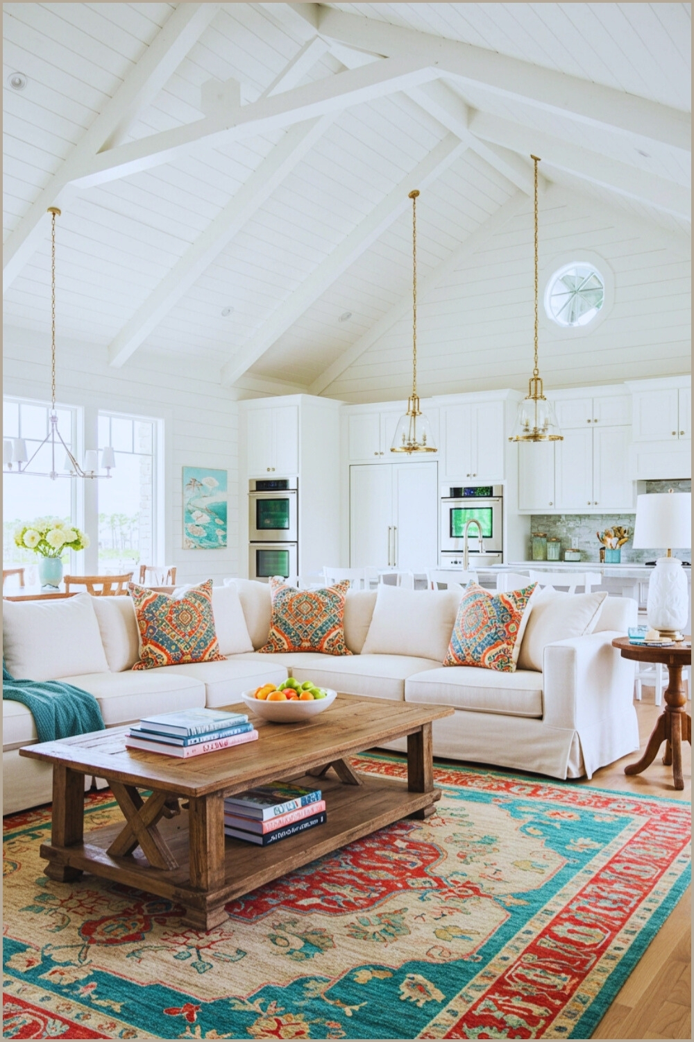 Stylish Modern Farmhouse Living Room Vaulted Shiplap