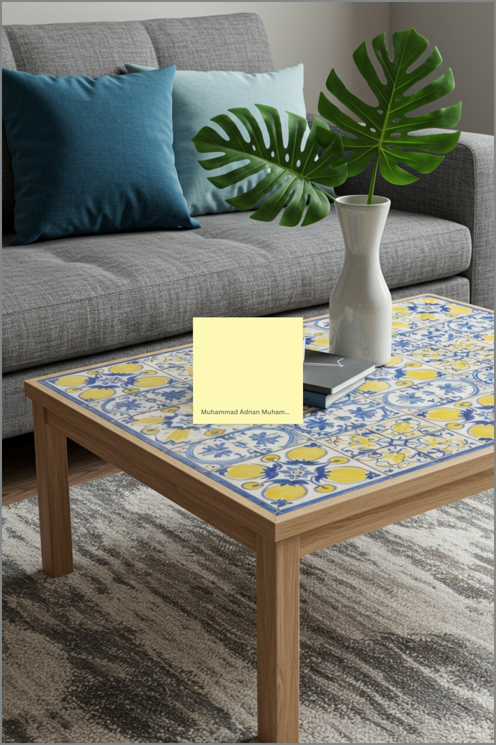 Stylish Vibrant Living Room With Stunning Tiled Coffee Table