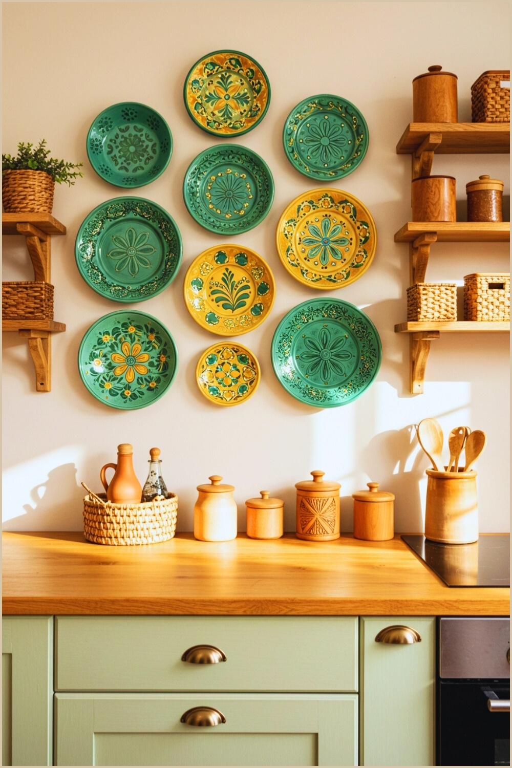 Sunlit Boho Mediterranean Kitchen Honey Wood