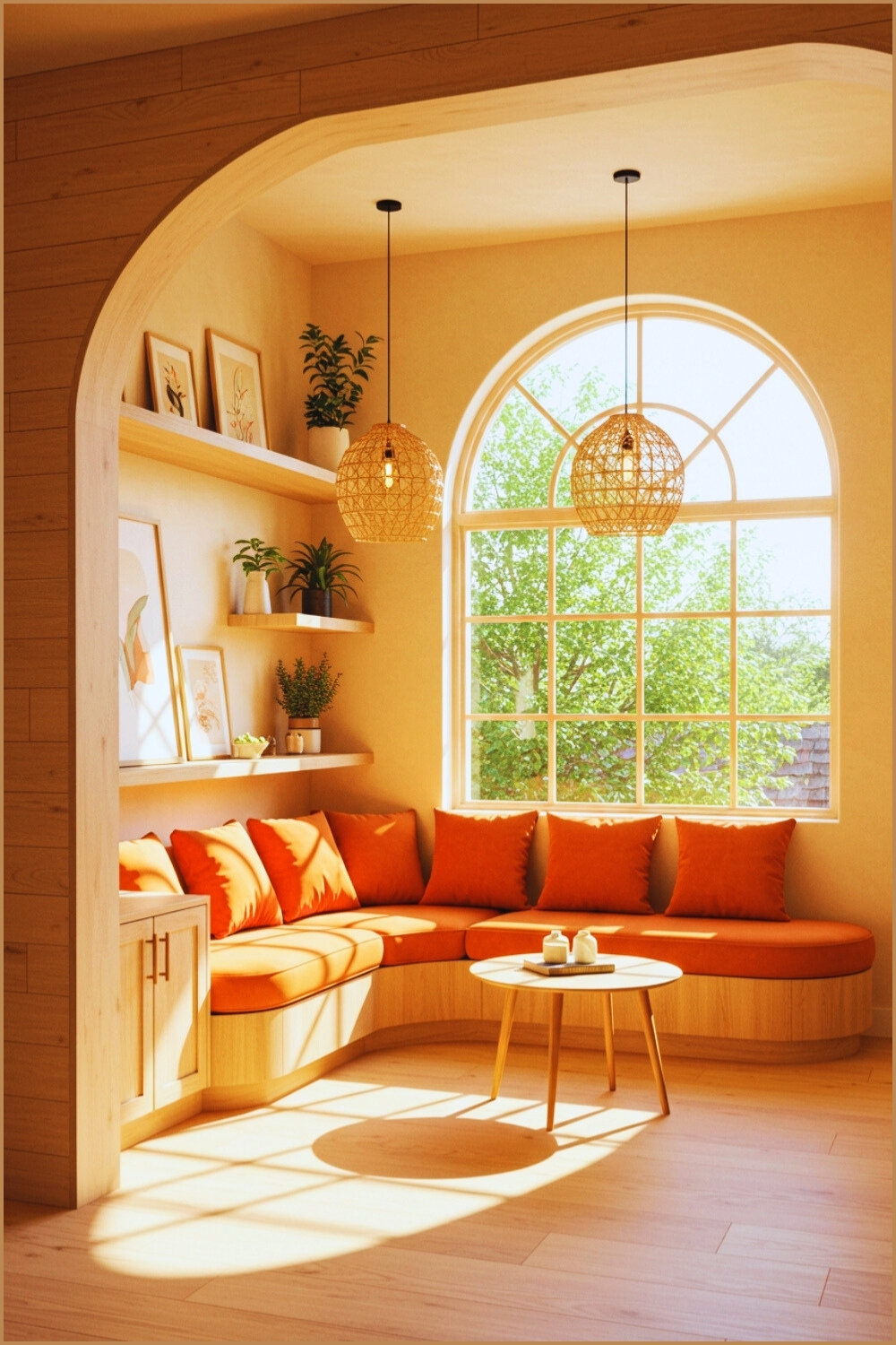 Sunlit Cozy Modern Nook Large Arched Window
