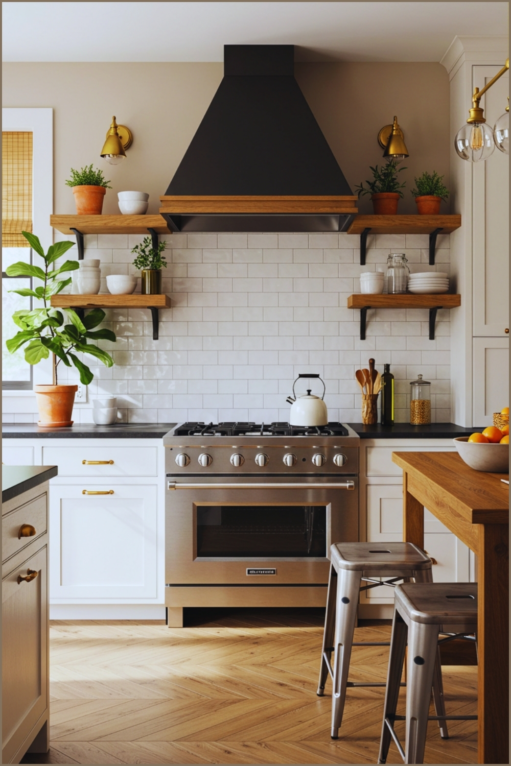 Sunlit Farmhouse Kitchen With White Shaker Cabinets