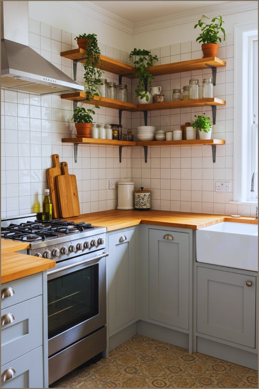 Sunlit Kitchen With Ivory Shaker Cabinets