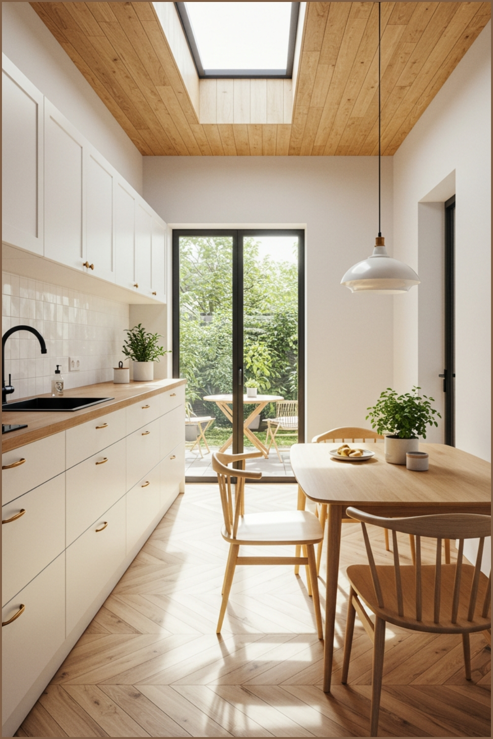 Sunlit Scandinavian Japandi Kitchen Skylights