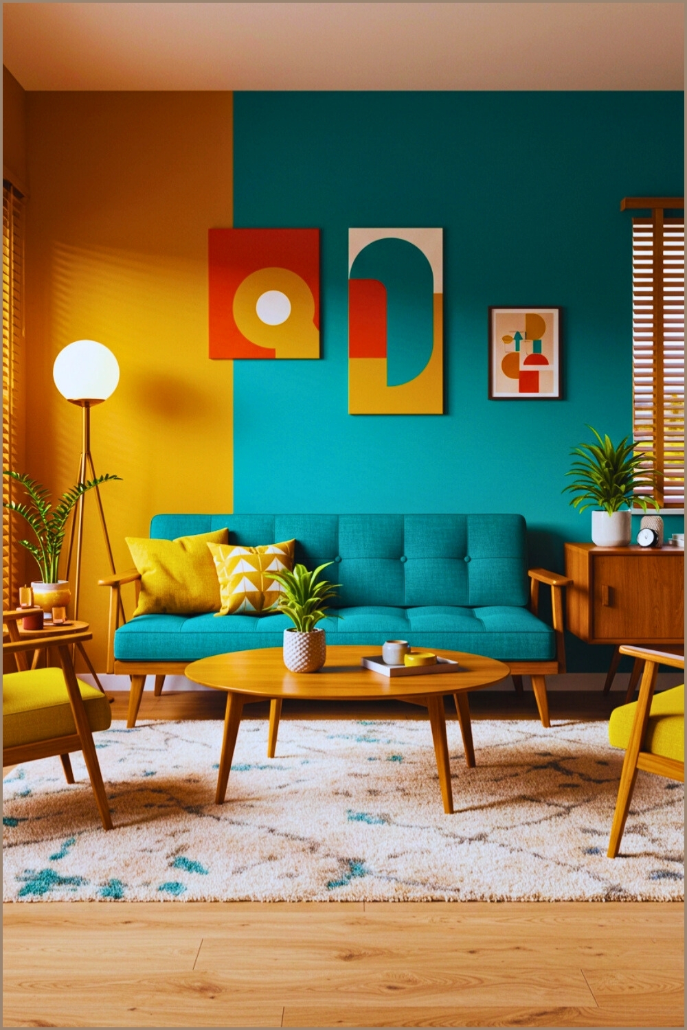 Teal Sofa Wooden Framev