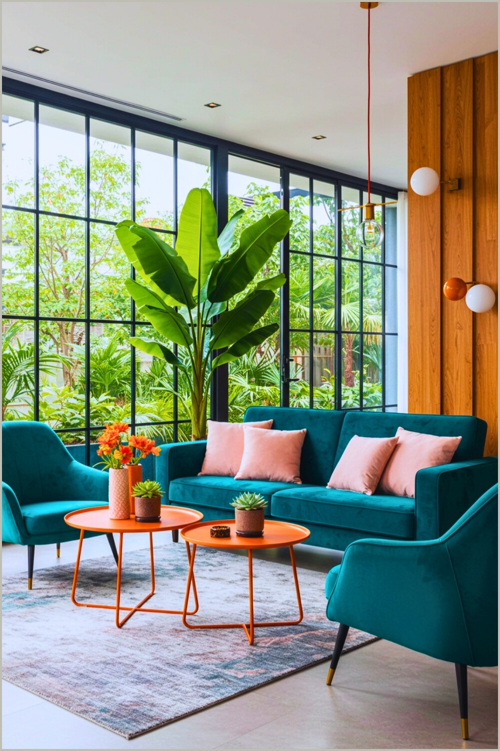 Teal Velvet Sofa Blush Cushions