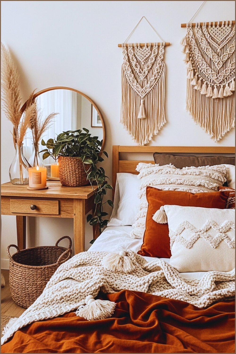 This Cozy Boho Inspired Bedroom Corner Blends Natural Textures With Warm