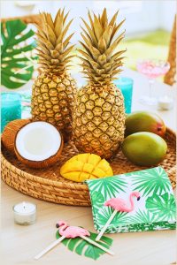 Tropical Party Tabletop Vignette Woven Tray