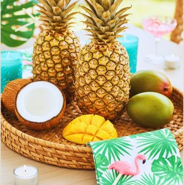 Tropical Party Tabletop Vignette Woven Tray
