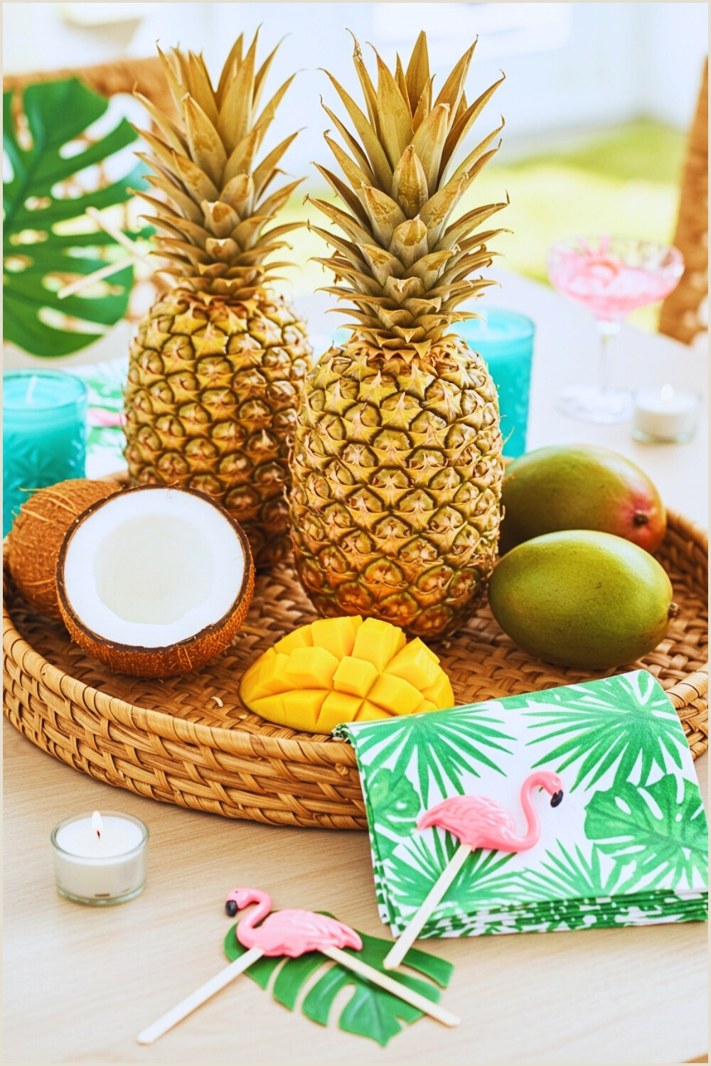 Tropical Party Tabletop Vignette Woven Tray
