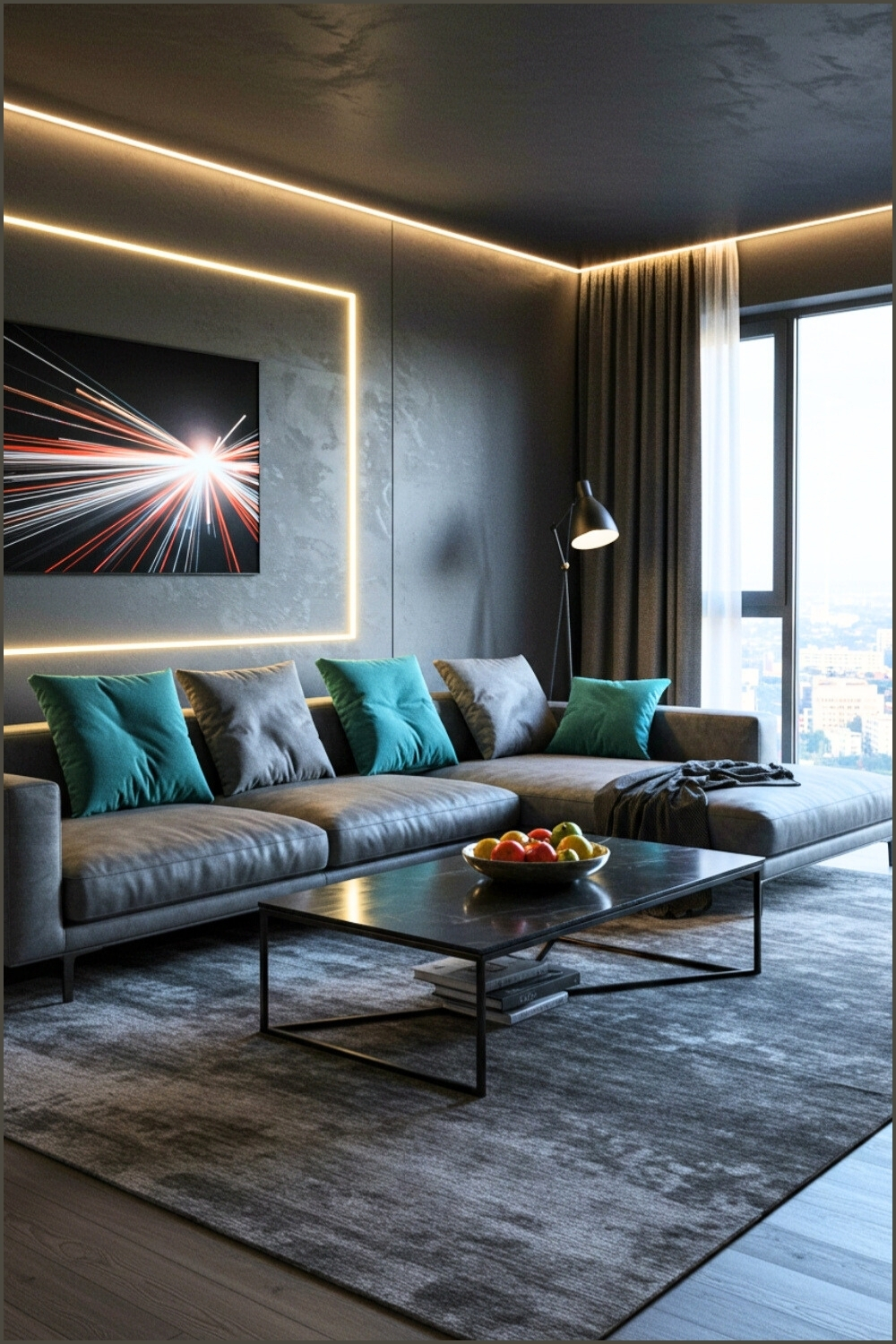 Ultra Modern Living Room Sleek Gray Sectional
