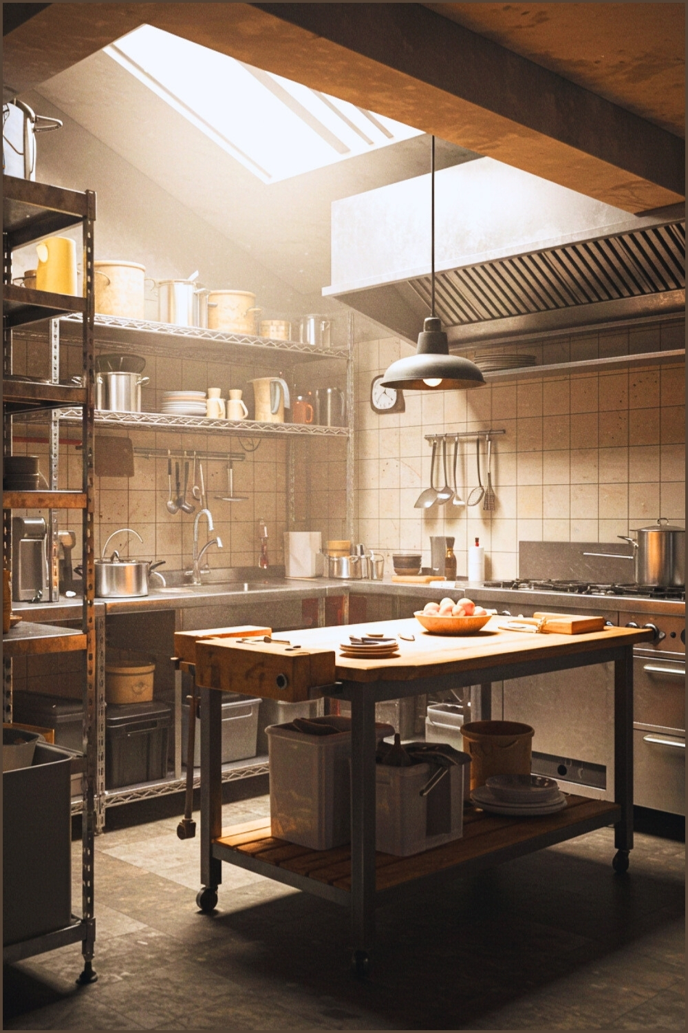 Warehouse Kitchen Metal Open Shelving