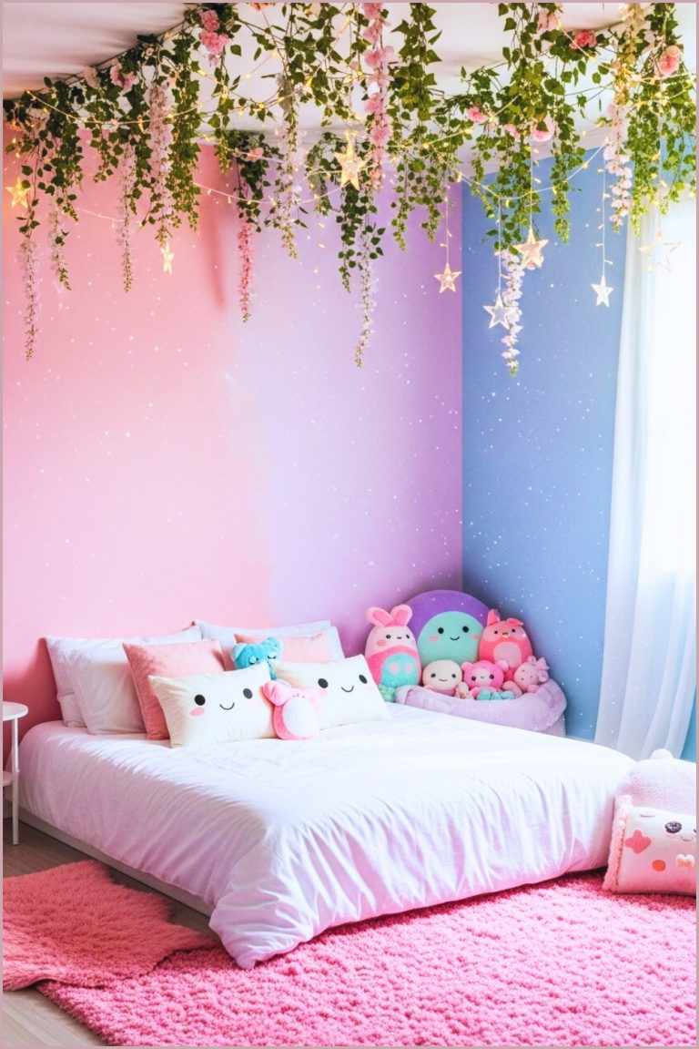 Whimsical Fairy Tale Bedroom With Pastel Pink And Blue Walls