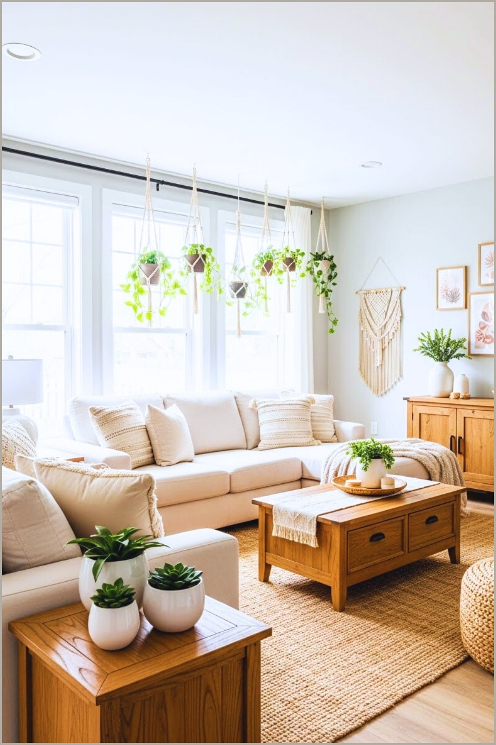 A Bright Neutral Living Room With Large Windows